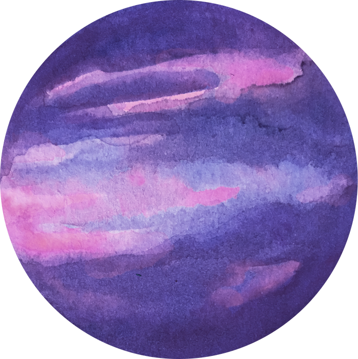 Hand-Painted Watercolor Space Galaxy Violet and Pink Planet